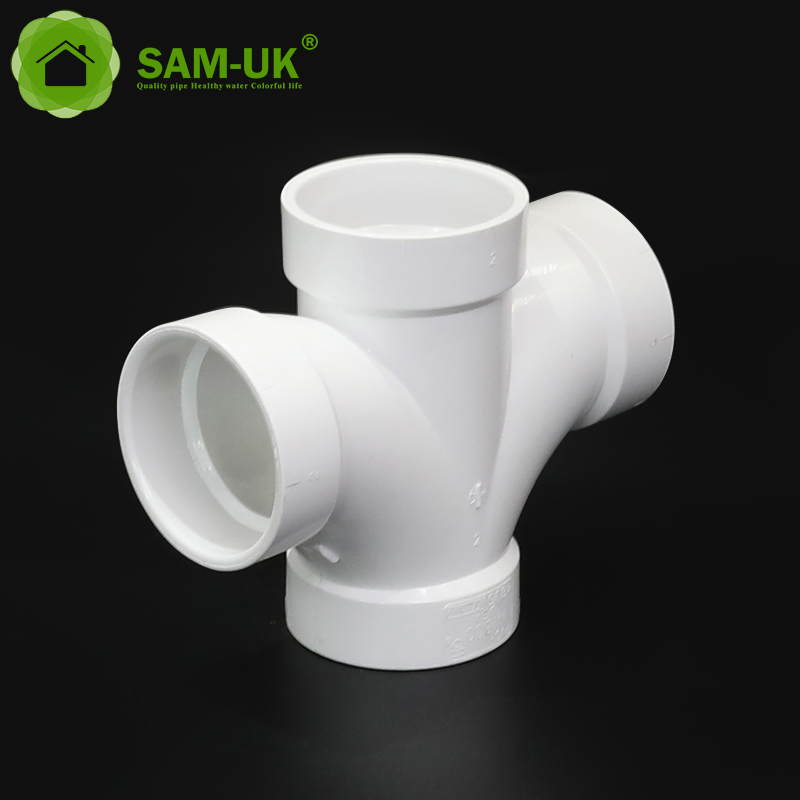 Drainage Coupling Plumbing Pvc Double Sanitary Tee 4 Inch Plastic High Pressure Water Pipe Fitting