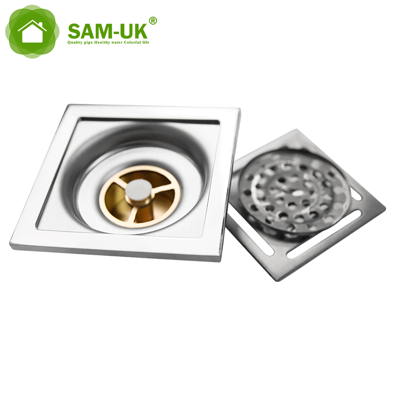 Clean Out Industrial Brass Strainer Square Tile Insert Grate Waste Shower Round Floor Sink Drain