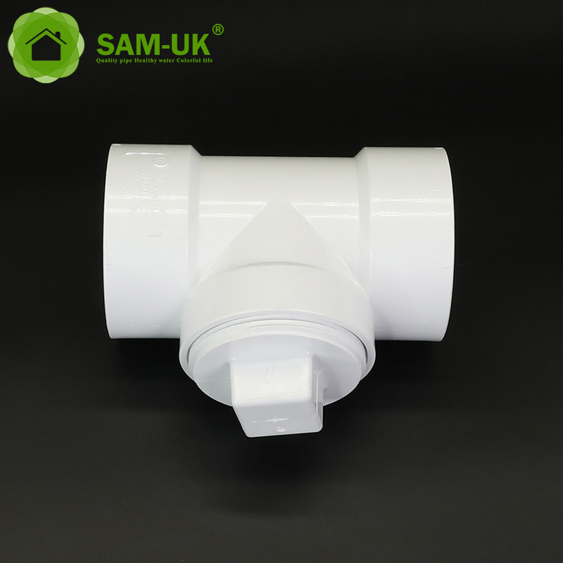 Equal Drain Connection Plastic White PVC DWV Tee with Plug 3-Inch Pipe Fitting High Pressure