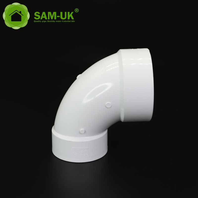 Drain Connection Pipe Plastic White PVC DWV Reducing 90 Degree Elbow Fittng Supplier