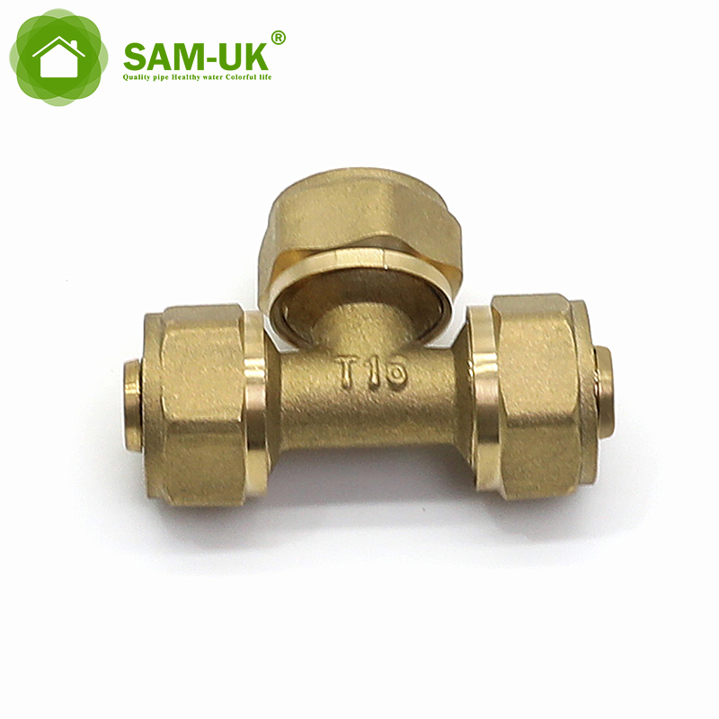 compressed air hose fittings tee fitting brass 22mm double ferrule pipe plumbing copper compression PEX Fittings