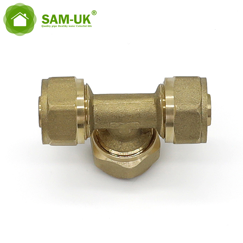 compressed air hose fittings tee fitting brass 22mm double ferrule pipe plumbing copper compression PEX Fittings