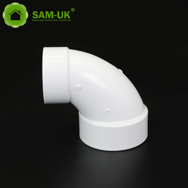 Drain Connection Pipe Plastic White PVC DWV Reducing 90 Degree Elbow Fittng Supplier