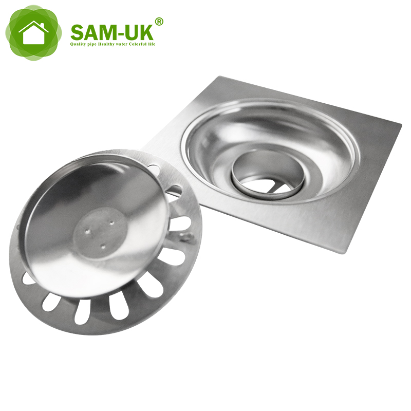 China Brass 110mm Plastic Wide Accessories Trap Pressing Chrome Commercial Kitchen Cleanout Floor Draining