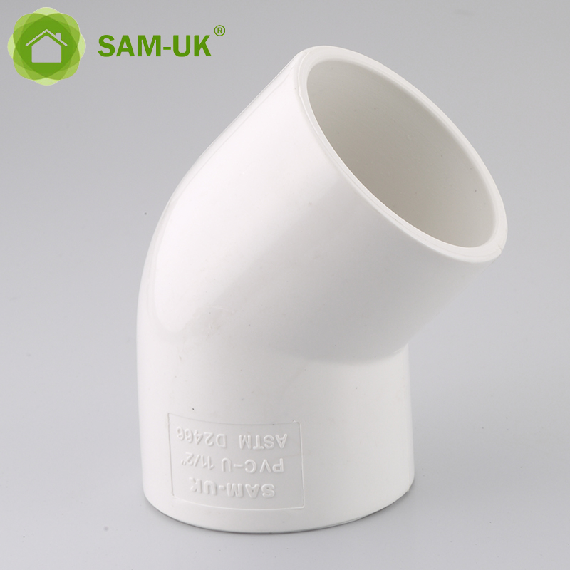 sam-uk Factory wholesale high quality plastic pvc pipe plumbing 45 degree elbow fittings manufacturers 2 inch pvc pipe elbow