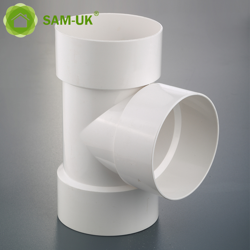 Factory wholesale high quality pvc pipe plumbing fittings manufacturers plastic PVC 90deg tee pipe fitting