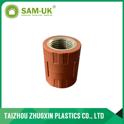 Red-brown PPH female coupling with brass(B) for hot water